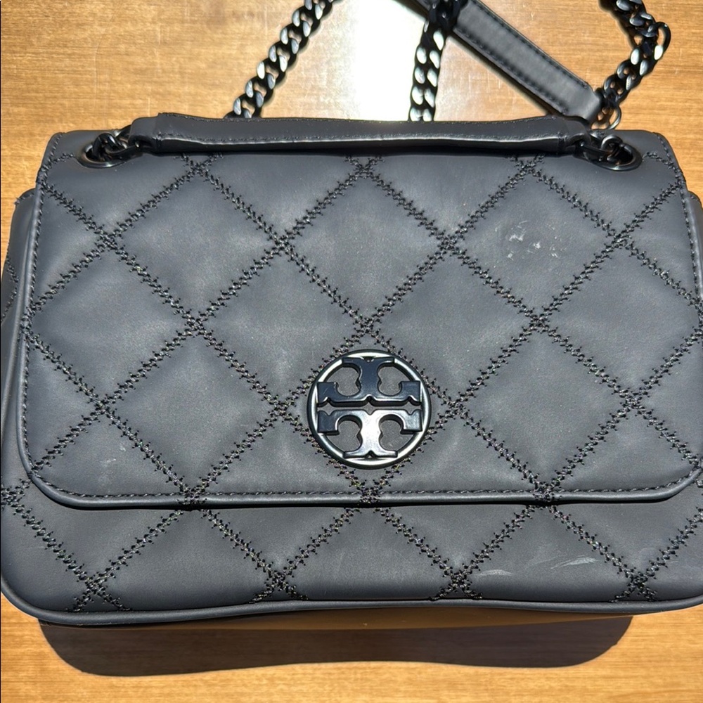 Tory Burch Black Quilted Shoulder Bag with Chain Strap